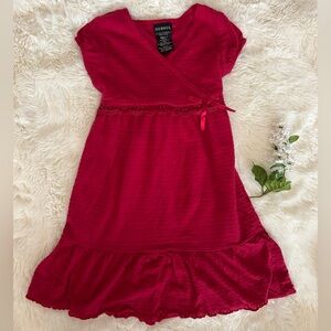 George Girls Cranberry Ruffle Wrap Dress Prairie Cottagecore Y2K Boho